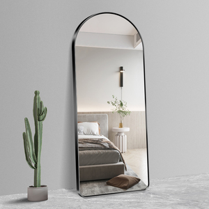 Sang Trọng Hiện Đại Thêm Vòm Lớn Đầy Đủ Cơ Thể Chiều Dài Sàn Kính Gương Kim Loại Đóng Khung Mặc Quần Áo Treo Tường Gương Màu Đen Trang Trí - Product Image 4