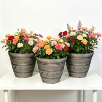Pot de fleurs rond en plastique de 25 cm, élégant, pour une utilisation en intérieur et en extérieur