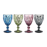 Vente en gros Fête de mariage Vintage Champagne Bleu Ambre Eau Vin Tasses Verrerie colorée Gobelets roses