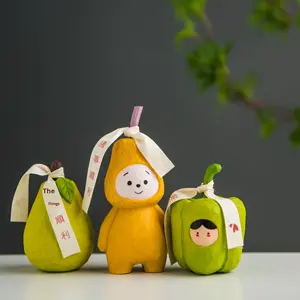 Ornements en bois tilleul sculptures sur bois dessin animé fruits et légumes Durian Melon graines formes décoration de bureau cadeaux créatifs - Product Image 1