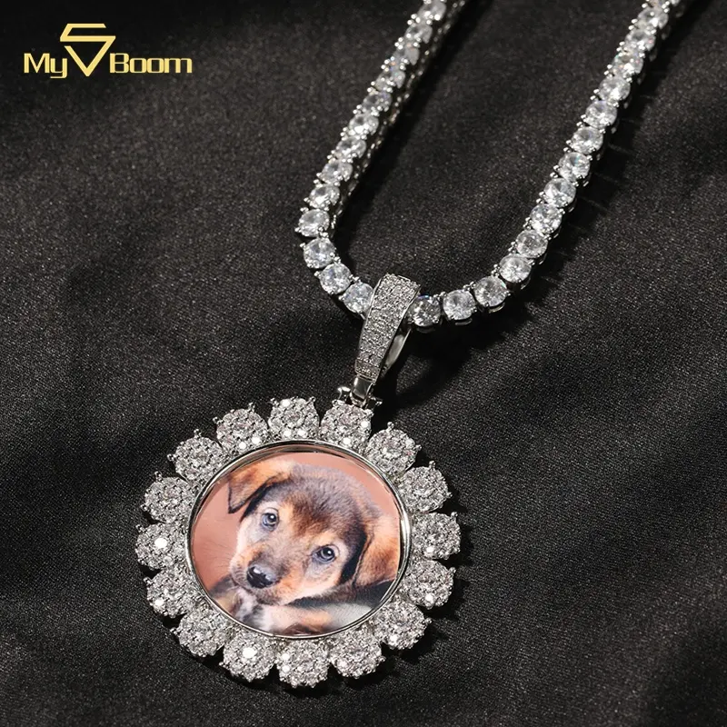 Trendy Fashion Saw Gear Shape Picture Pendant Photo Pendant Twist Chain Cuban Link Necklace 18K Gold Plated Jewelry