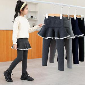 Abbigliamento per Bambini all'Ingrosso, <span class=keywords><strong>Leggings</strong></span> con Gonna 2-in-1 Foderati in Pile per Bambine, Pantaloni Invernali Personalizzabili, Vendita all'Ingrosso e Spedizione - Product Image 2