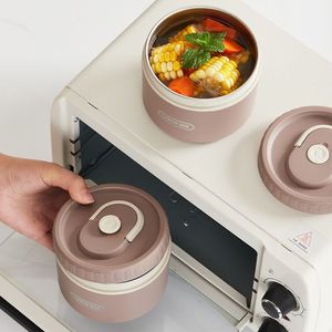 Boîte à lunch portable personnalisée en acier inoxydable 304 pour enfants, accessoire de cuisine, boîte à lunch thermique, thermos rond pour aliments, boîte bento avec sac - Product Image 4