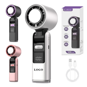 2-in-1 Handheld & Desktop <b>Led</b> Hand Fan 100 Speeds Adjustable High Speed Fan 2400mAh Battery Rechargeable Foldable <b>Mini</b> Fan - Product Image 1