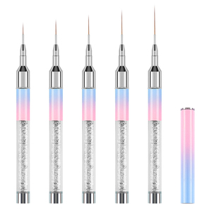 Pinceau de précision pour nail art, 5 tailles (7mm, 9mm, 12mm, 15mm, 20mm), ultra fin, pointe fine, micro-gel UV, pour détails, manucure, salon de beauté - Product Image 1