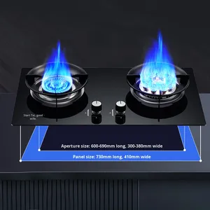 Estufa de <span class=keywords><strong>Gas</strong></span> de Alta Calidad con 2 Quemadores, Estufa de <span class=keywords><strong>Gas</strong></span> Integrada de Vidrio Templado, Estufa de Cocina, Placa de Cocción de <span class=keywords><strong>Gas</strong></span> para Apartamentos Residenciales - Product Image 4