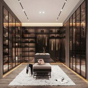 Armario de Dormitorio de Estilo Moderno y Lujoso con Puerta de Vidrio, Proyecto de Vestidor - Product Image 3