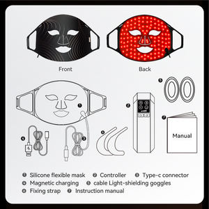 หน้ากากบำบัดด้วยแสงสีแดง LED สำหรับผิวหน้า  หน้ากากซิลิโคนแบบกำหนดเอง  บำบัดด้วยโฟตอน  ดูแลผิวด้วยแสงอินฟราเรด  แบบพกพา  สำหรับริมฝีปากและดวงตา - Product Image 2