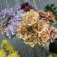 Terlaris 9-Kepala Lapisan Hibiscus Rose Buatan Bunga Rose