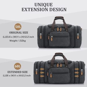 <b>Men</b> Vintage Canvas Duffle <b>Bag</b> Large Capacity Travel Overnight <b>Weekender</b> <b>Bag</b> Multi Pocket Carry on Gym Sports Duffle <b>Bag</b> - Product Image 3