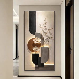 Arte Mural Enmarcado de Estilo Brillante, Arte Moderno Abstracto, Pintura de Porcelana de Cristal para Decoración de Paredes de Sala de Estar, Dormitorio u Oficina, Venta al Por Mayor - Product Image 2