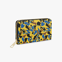 Portefeuille long pour femme personnalisable, imprimé camouflage, fermeture éclair intégrale, en cuir synthétique, multi-compartiments pour cartes et billets, pochette de rangement