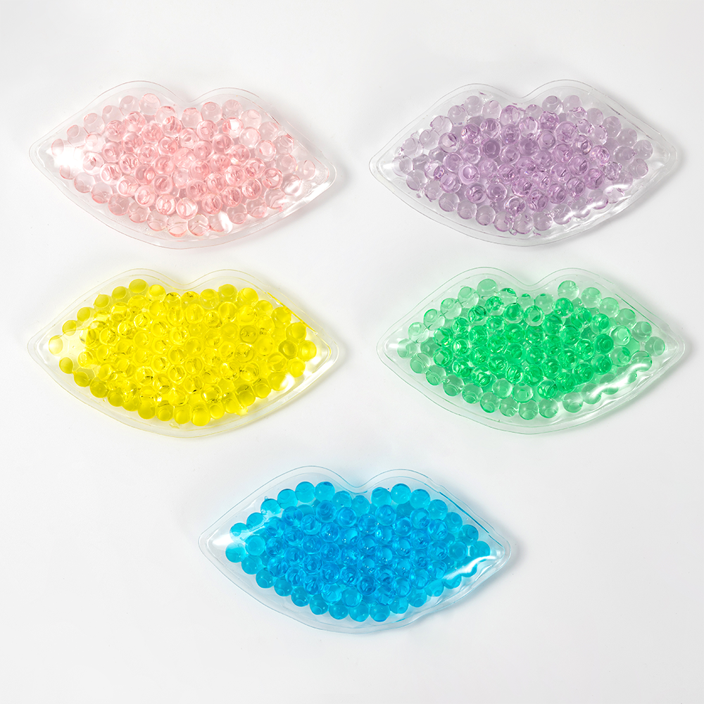 Blue Gel Beads Lip Shape Ice Pack Hot Cold Compress Pack