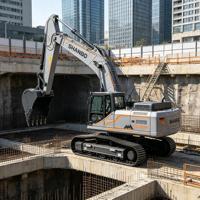 Excavatrice sur chenilles SHANBO à forte capacité de franchissement, 33 tonnes, moteur 214 kW, unité de puissance stable, fonctionnement à charge lourde, chenilles à semelles allongées