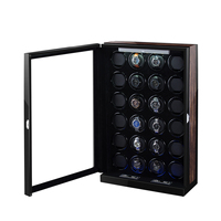 Remontoir automatique de montre pour 24 montres Remontoir de montre de luxe en laque de piano Coffres-forts à 24 fentes avec lumière LED