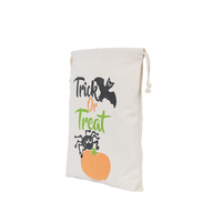 Sac à cordon personnalisé en toile de coton écologique pour Halloween, pochettes à bonbons citrouille pour enfants, vente en gros