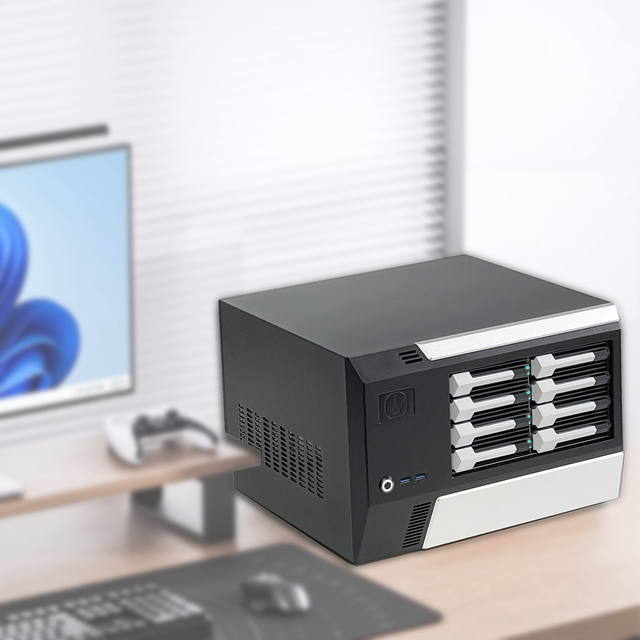 8 Bay Hot Swap Bays Nas case 12Gb Mini SAS Backplane Server Chassis Dual USB3.0 Support MATX/ITX Come with 300W 80PLUS FLEX PSU