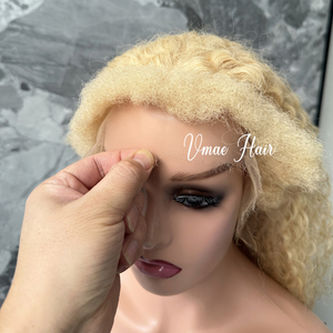 VMAE Remy cutícula alineada ruso rizado <span class=keywords><strong>exótico</strong></span> Coily encaje frontal peluca cabello humano Rubio 613 60 pelucas para mujeres negras - Product Image 4
