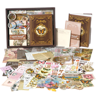 Kit de 155 Piezas para Coser con Hilo Impreso, Diario Vintage, Scrapbook, Cuaderno Retro, Set de Regalo