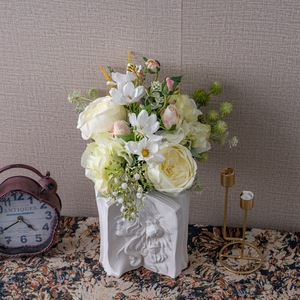 Bouquet de fleurs artificielles CallaFloral, rose blanche, tissu tissé en plastique, décoration d'intérieur, accessoires de photographie - Product Image 1