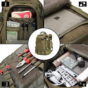Sac à dos tactique Molle robuste <span class=keywords><strong>de</strong></span> 55 L, idéal pour la survie en extérieur, grand sac d'assaut <span class=keywords><strong>de</strong></span> 3 jours, fermeture éclair étanche, fourni par l'usine - Product Image 3