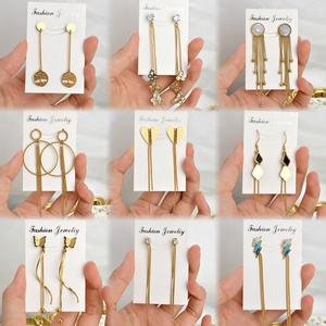 <b>Fashion</b> Jewelry Luxury 18K Gold Plated Stainless Steel <b>Drop</b> <b>Earrings</b> with Customized Shape for Unisex - Product Image 6