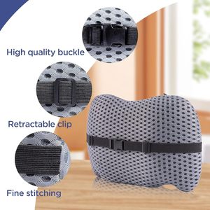 Stylish Comfortable Memory Foam Office Chair Lumbar Support Pillow Car <b>Back</b> <b>Cushion</b> Adjustable Shoulder Straps Ergonomic Seat - Product Image 3