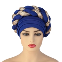 22 Colores Moda Multicapa Étnica Turbante Gorro Pañuelo para la Cabeza Bandana Pañuelo para el Cabello Gorro con Trenza de Lentejuelas de Capas Espaciales Sombreros Africanos