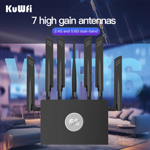 Soporte <span class=keywords><strong>Mesh</strong></span> KuWFi Two Sim Card 3000M 5g Lte Wifi6 Indoor VPN Sdx62 Dual Band Enterprise Level 5g Cpe <span class=keywords><strong>Router</strong></span> con puerto Gigabit - Product Image 2