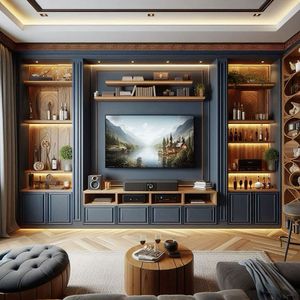 <span class=keywords><strong>Mueble</strong></span> de <span class=keywords><strong>TV</strong></span> Flotante de Estilo Moderno, <span class=keywords><strong>Mueble</strong></span> de Almacenamiento de Panel de Madera Montado en la Pared con Barra para Copas de Vino para Sala de Estar y Dormitorio - Product Image 1
