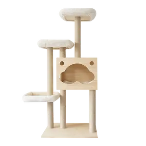 新款耐用木制猫树塔室内小猫活动多功能玩具屋猫树