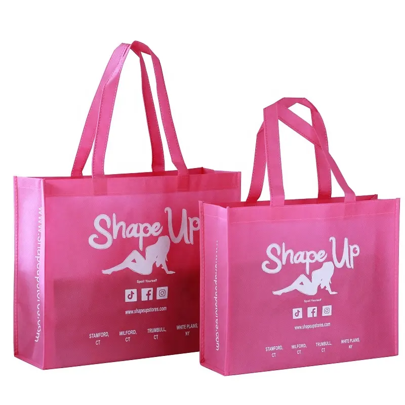 Pasar AS Tas Belanja Non-Woven Murah Kustom Pink Tas Belanja Bukan Tenunan