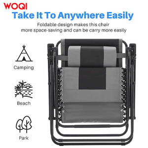 Silla reclinable plegable de gravedad Woqi para exteriores con almohada ajustable para uso en jardín y oficina, color grafito, marco de aluminio - Product Image 5