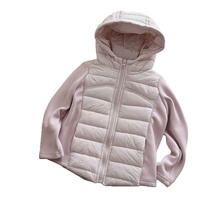 Veste chaude légère à capuche zippée en polyester matelassé patchwork pour enfants, col montant, collection 2026, pour les plus grands