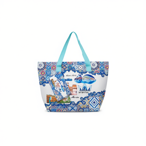 Borsa da Spiaggia con Stampa Digitale di Monumenti Architettonici Etnici 56x36x17cm con Piccola Tasca - Product Image 1