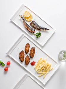 <span class=keywords><strong>Assiette</strong></span> de table en porcelaine <span class=keywords><strong>blanche</strong></span> multi-tailles <span class=keywords><strong>Assiette</strong></span> plate <span class=keywords><strong>rectangulaire</strong></span> en céramique avec bord incurvé - Product Image 6