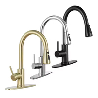 Robinet de cuisine en acier inoxydable brossé à douchette extractible haute arche, mitigeur chaud/froid pour projets hôteliers et villas de luxe