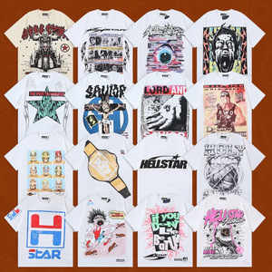 Vente directe d'usine, t-shirts décontractés d'été à manches courtes pour hommes et femmes, tendance, série Hell and Star NFC, imprimés, en coton pur, coupe ample - Product Image 1