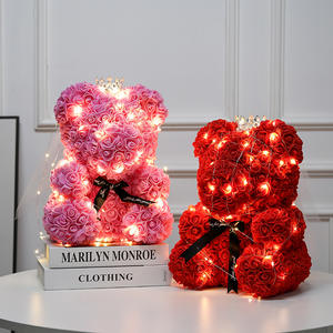 Regalos de San Valentín decoración oso Rosa flor Artificial con caja luces oso de peluche para mujer <span class=keywords><strong>novia</strong></span> regalo de cumpleaños Flor de amor - Product Image 4