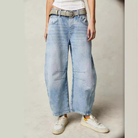RedPeony Jeans Droit Coupe Tonneau Y2K Streetwear Années 90, Jeans Ample Large Coupe Boyfriend en Denim, Jean Femme Taille Mi-Haute Baggy
