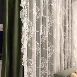 XinLan romantico pizzo bianco lussuoso <span class=keywords><strong>Tulle</strong></span> trasparente finestra <span class=keywords><strong>francese</strong></span> camera da letto divisorio tenda per uso domestico - Product Image 4