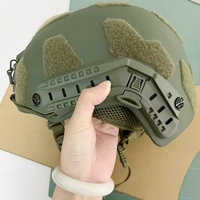 Casque balistique style FAST à coupe haute en fibre PE ARAMID, couleur kaki, avec sangle réglable, pour opérations tactiques rapides