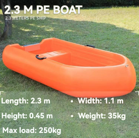 Bateau en LLDPE à haute densité solide de 230mm pour deux personnes Conception rigide légère pour une dérive stable pour les activités nautiques et la pêche
