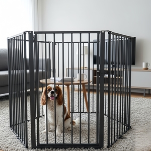 Parc <span class=keywords><strong>pour</strong></span> animaux de compagnie robuste à 6 panneaux intégrés et pliables, clôture fixe <span class=keywords><strong>pour</strong></span> animaux de compagnie, <span class=keywords><strong>barrière</strong></span> intérieure et extérieure <span class=keywords><strong>pour</strong></span> chiens et chats de grande, moyenne et petite taille - Product Image 1