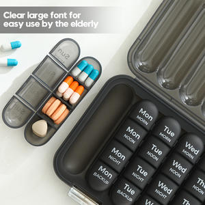 Obevnisek – boîte de rangement pour pilules, 28 compartiments, organisateur de médicaments hebdomadaire avec compartiments de rechange pour la gestion quotidienne des doses - Product Image 3