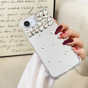 Elettroplaccatura specchio trucco Blingbling cristallo diamante copertura d'angolo antiurto per iPhone 16E per <span class=keywords><strong>Samsung</strong></span> S25EDGE telefono cellulare - Product Image 2