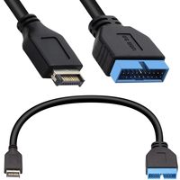 Câble d'extension adaptateur USB 3.1 Type-E mâle IDC20P mâle, 20 broches, 20 cm, conducteur en cuivre nu isolé PVC, 12V, pour ordinateur