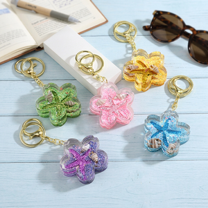 Llavero de acrílico con diseño de dibujos animados de Quicksand, colgante de bolsa con flor de cerezo, bonito llavero de pareja, regalo de Sakura con líquido flotante - Product Image 5