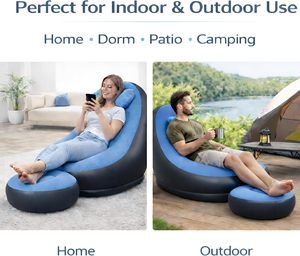 Customized <b>Inflatable</b> Air <b>Sofa</b> Portable Lounger Air <b>Sofa</b> Chair Single Outdoor Lazy Air <b>Sofa</b> Bed with Footstool - Product Image 4