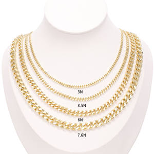 CM 보석 공장 직접 하이 퀄리티 황동 금도금 14K 오로 라미나도 쿠바 체인 목걸이 다양한 크기 남성 여성 목걸이 - Product Image 1